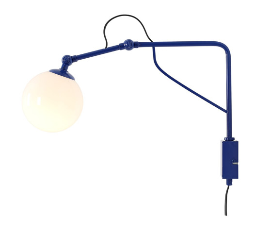 KINKIET SOHO GLASS MAŁY COBALT 1105C25_M Aldex  |lampa ścienna kinkiet kolor kobalt, biały opalowy klosz mleczna kula