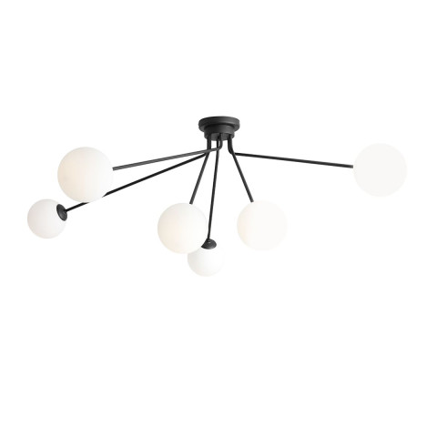 PLAFON HOLM 6 BLACK 1082PL_K1 Aldex |lampa sufitowa kolor czarny, białe opalowe klosze