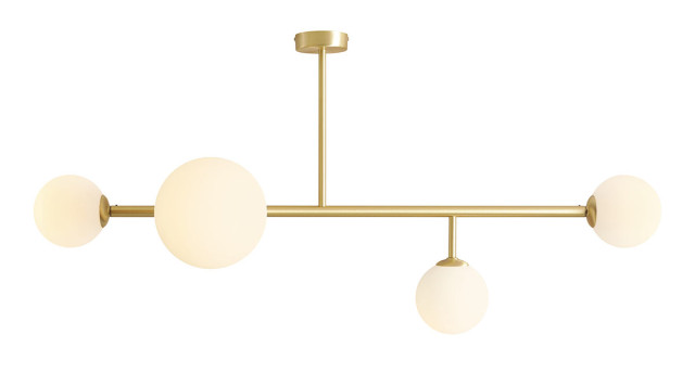PLAFON DIONE 4 BRASS 1092PL_L40 Aldex |lampa sufitowa kolor mosiądz, białe opalowe klosze