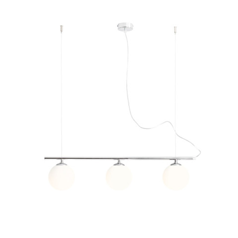 LAMPA WISZĄCĄ BERYL GLASS 3 CHROME 1006E_4 Aldex |lampa wisząca kolor chrom, białe opalowe klosze