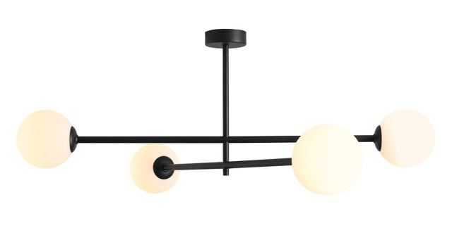 PLAFON PINNE 4 BLACK 1080PL_L1 Aldex |lampa sufitowa kolor czarny, białe opalowe klosze