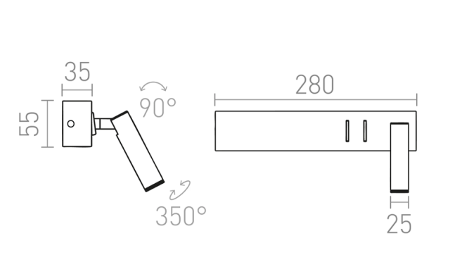 ODEON R14524 czarny RENDL LIGHT STUDIO - Kinkiet LED do czytania z włącznikiem na obudowie lampy