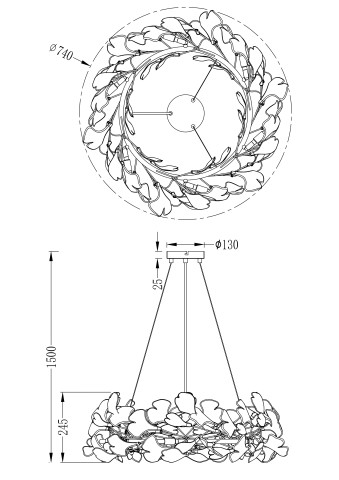 Zuma Line MD2858-6AS-G LEAF LAMPA WISZĄCA ZŁOTA\\GOLD