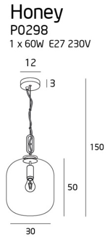 MAXLIGHT P0298 LAMPA WISZĄCA HONEY SMOKY 2