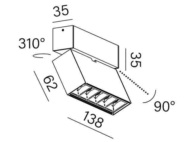 RAFTER points 9 LED reflektor Aqform |Lampa sufitowa LED prostokątny spot