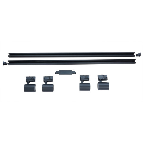 Zestaw oświetlenia szynowego Snow SET 3F czarny 4xGU10 - Light Prestige Snow LP-737 BK SET 3F