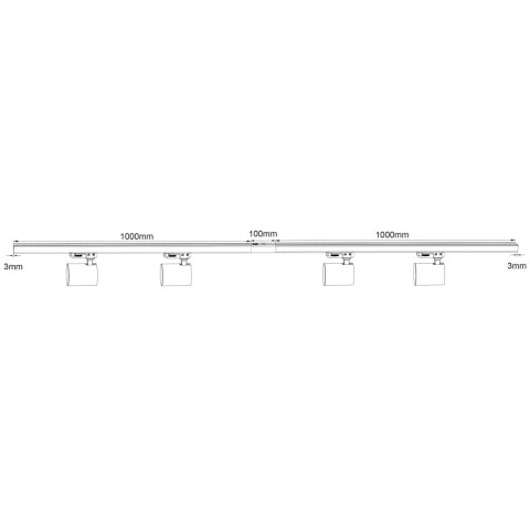 Zestaw oświetlenia szynowego Snow SET 3F czarny 4xGU10 - Light Prestige Snow LP-737 BK SET 3F