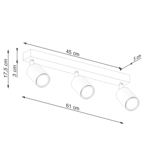 Plafon VERDO 3L czarny Sollux Lighting SL.1293