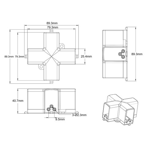 Łącznik X mechaniczny do oświetlenia modułowego Geometric System New - Light Prestige Geometric New LP-0209 łącznik X empt 2