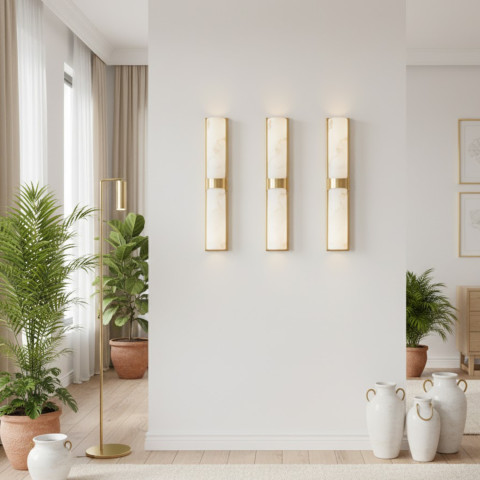 Lampa ścienna MURO LED 66 cm - biały alabaster, złote detale Step into Design ST-3426-AGB-CE