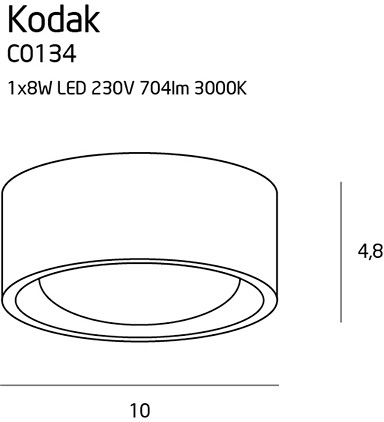 MAXLIGHT C0134 PLAFON KODAK I, 7,7W 2