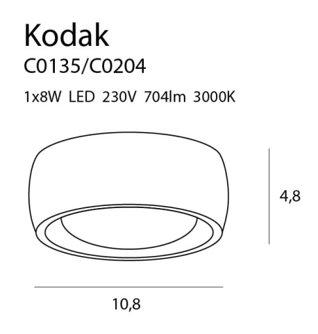 MAXLIGHT C0204 PLAFON KODAK II BLACK, 7,7W