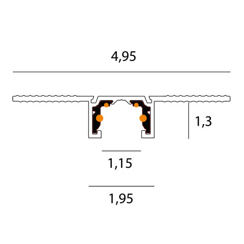 MAXLIGHT NT0002 Szynoprzewód MICRO11 czarny wpuszczany KG 2mb + zaślepki zakończenia szyny w komplecie