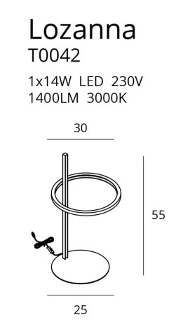 MAXLIGHT T0042 LAMPA BIURKOWA LOZANNA 14W ZŁOTA 2