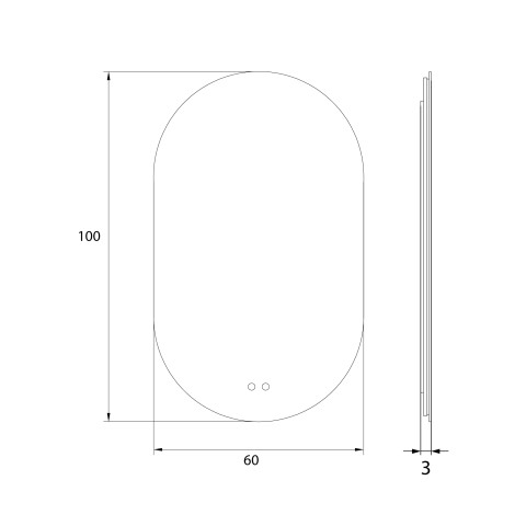 MAXLIGHT W0388 MIRROR OWAL 100x60cm BEZRAMKOWE LUSTRO PODŚWIETLANE