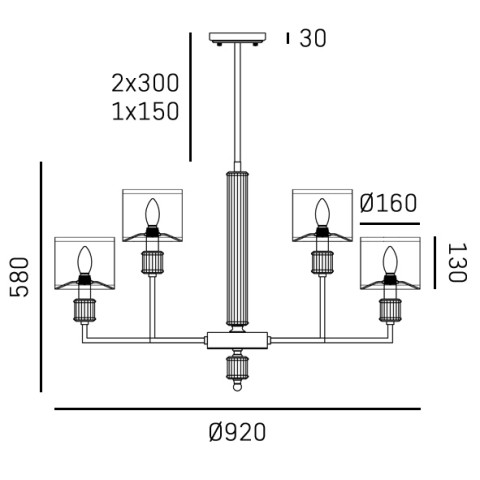 Lampa wisząca SUTTON P09378AU-WH CosmoLight kolor Złoty błyszczący