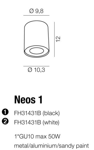 NEOS 1 BLACK / ALU -   Lampa sufitowa  Plafon Azzardo