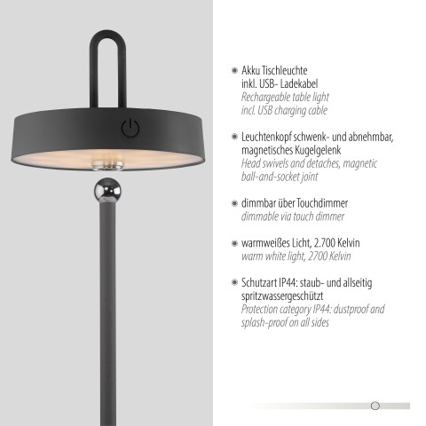 Zuma Line 19310-18 AMAG LAMPA STOŁOWA/ZEWNĘTRZNA BEZPRZEWODOWA CZARNY