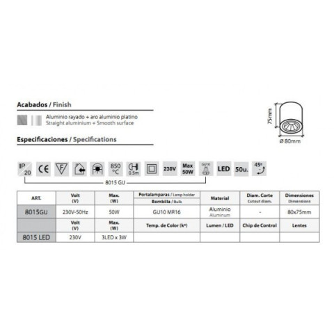 BPM 8015 12V lampa sufitowa