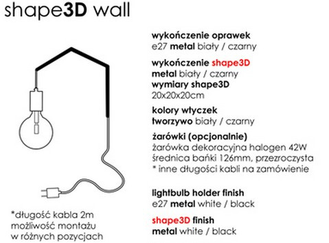 Shape3D wall  - Kinkiet lampa ścienna  Cablepower 2