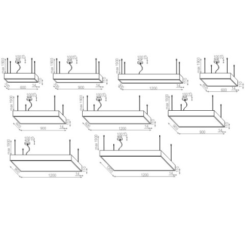 BIG SIZE next square 30x90 LED zwieszany Aqform - Lampa wisząca kwadratowa 2
