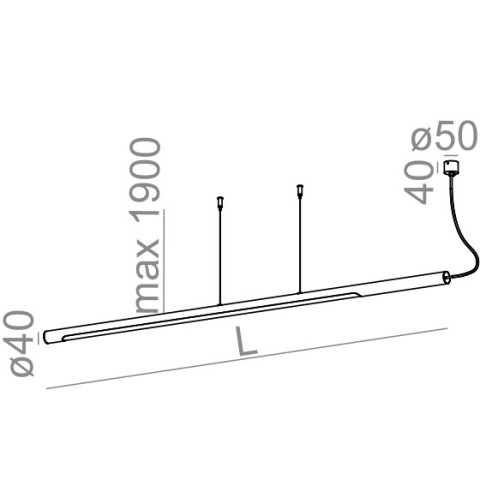 THIN TUBE asymmetry 150 LED zwieszany AQForm - Lampa wisząca dekoracyjna tuba 50582 2