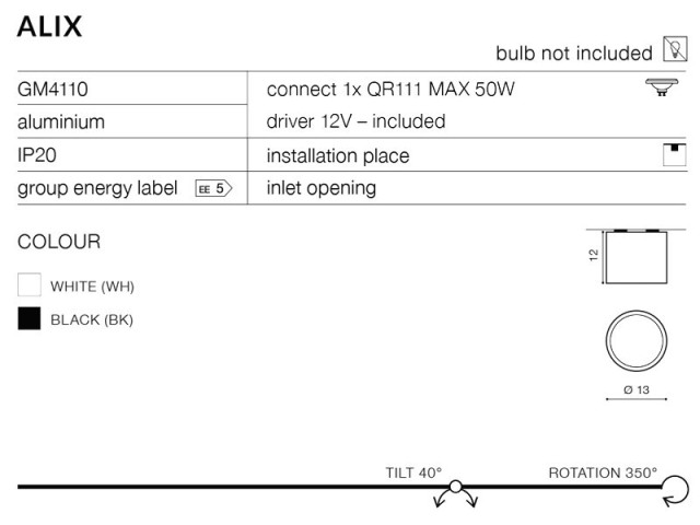 Lampa ALIX 12V GM4110 WH  biały - Plafon  Azzardo 2