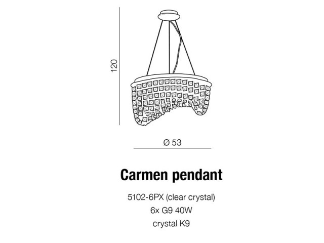 Lampa Carmen wisząca 5102-6PX   - Lampa Wisząca kryształowa  Azzardo