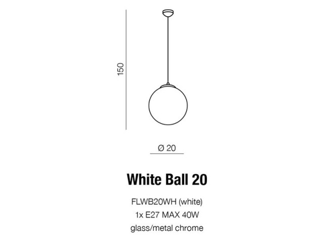 WHITE BALL 20 FLWB20WH - Lampa wisząca Azzardo
