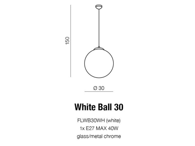 WHITE WHITE BALL 30 FLWB30WH - Lampa wisząca Azzardo