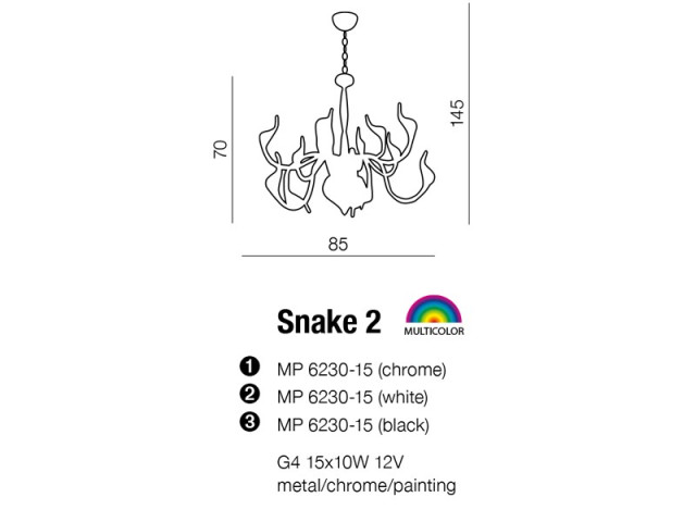 Lampa wisząca SNAKE 2 Black MP6230-15 - Azzardo