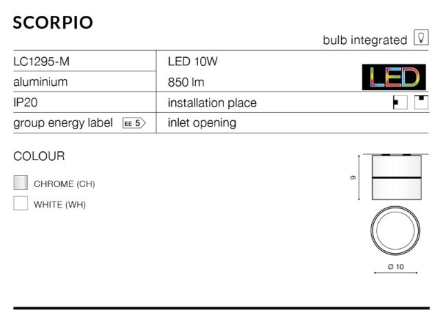 SCORPIO White - Lampa plafon Azzardo