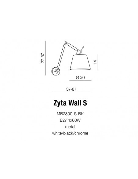 ZYTA WALL S BLACK - Lampa ścianna kinkiet Azzardo