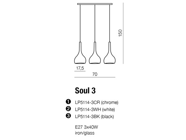 Soul 3 black - Lampa Wisząca Azzardo