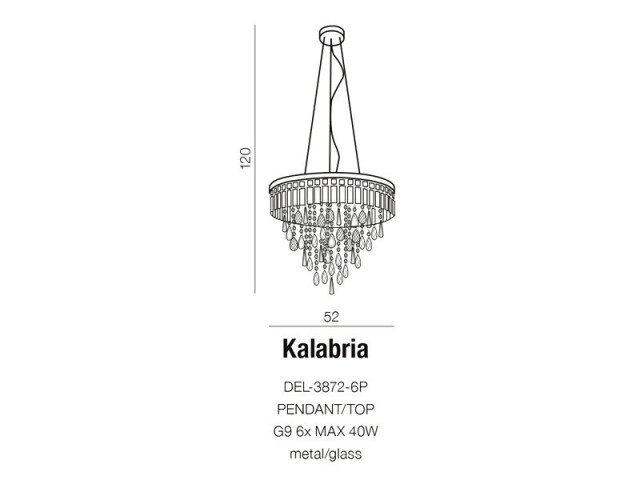 KALABRIA PENDANT Azzardo Lampa wisząca glamour kryształki DEL-3872-6P