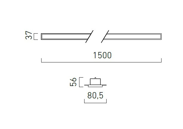THINY SLIM RT 150 W (2700K) Chors - Lampa LED sufitowa wpuszczana bezramkowa,  do zabudowy, linia świetlna LED 22.3110.9x6.