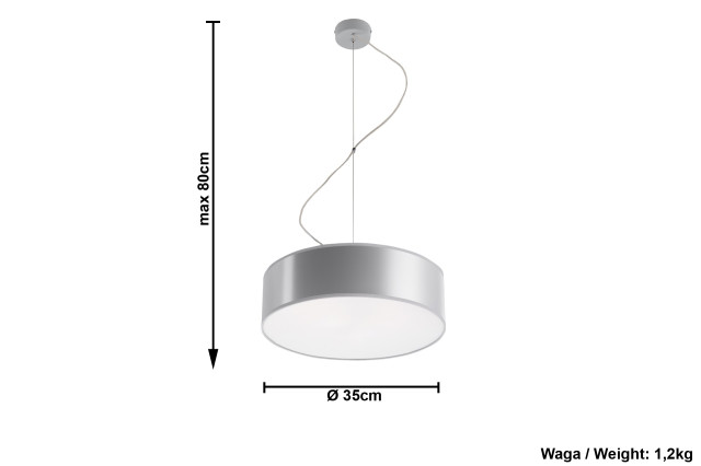 Lampa Wisząca ARENA 35 grey Sollux SL.0116