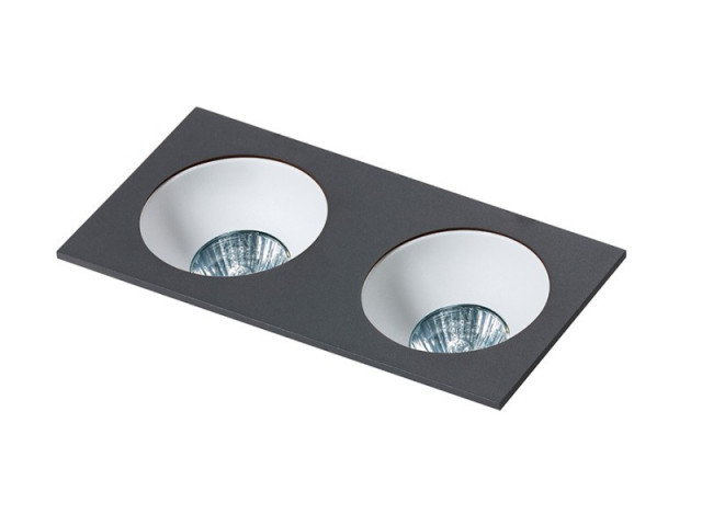 HUGO 2 DOWNLIGHT BLACK + odbłyśnik  - Oprawa wpuszczana techniczna czarna kwadrat Azzardo GM2203S