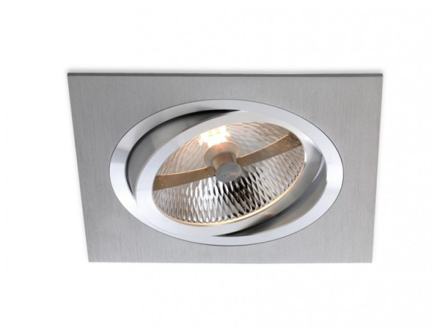 CATLI BPM 3050 12V QR111 oprawa wpuszczana aluminium szczotkowane duże oczko kwadrat halogenowe  