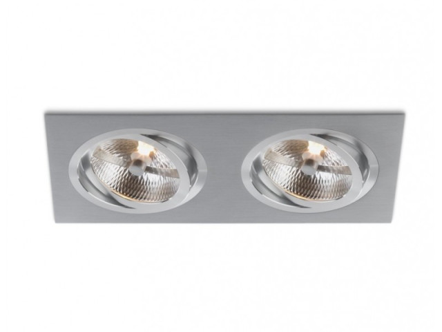 CATLI BPM 3051GU 230V 2xES111 oprawa wpuszczana aluminium szczotkowane duże oczko kwadrat halogenowe  