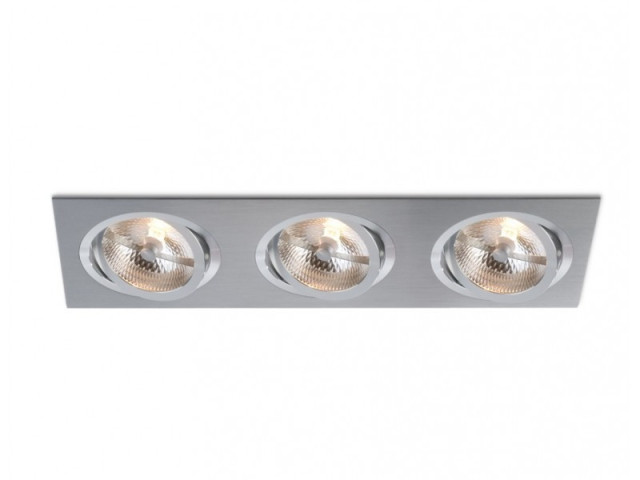 CATLI BPM 30512GU 230V 3xES111 oprawa wpuszczana aluminium szczotkowane duże oczko kwadrat halogenowe  