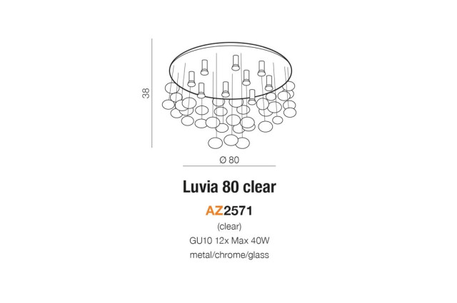 LUVIA D80 CLEAR Azzardo AZ2571 lampa kryształki szkło glamour