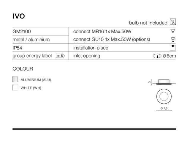 Lampa Wpust IVO 1 BLACK AZ1716 Downlight - Azzardo czarne oczko sufitowe 2