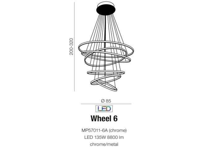 WHEEL 6 Pendant AZZardo  - Lampa wisząca LED  Azzardo