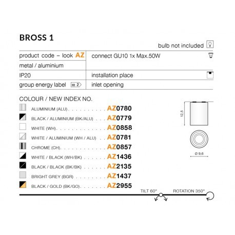 Bross 1 BK/BK - Lampa sufitowa Plafon  Azzardo 2