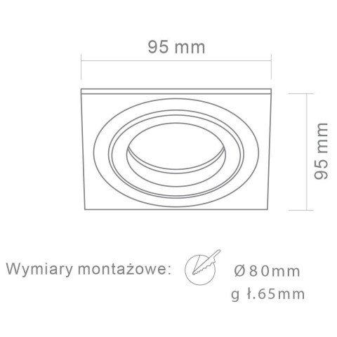 Fasto I nero - Oprawa wpuszczana czarna kwadratowa oczko Orlicki Design 2
