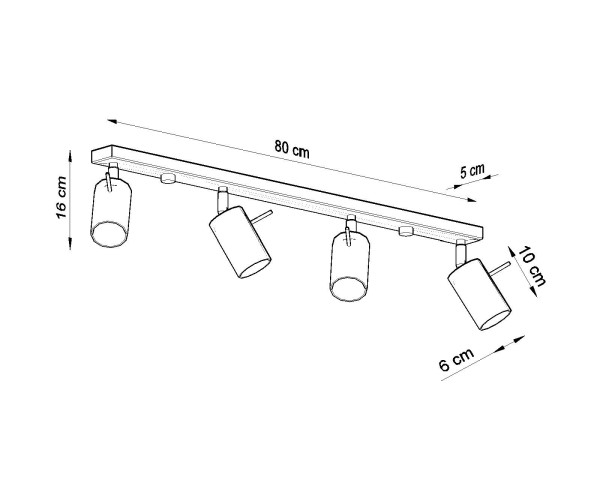 Plafon RING 4L Biały Sollux SL.0331 Reflektor sufitowy listwa