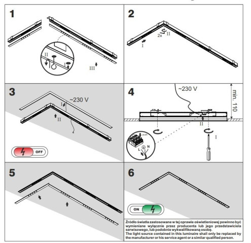 LENS LINE 180x89 LC LED L927 54° wpuszczany czarny struktura