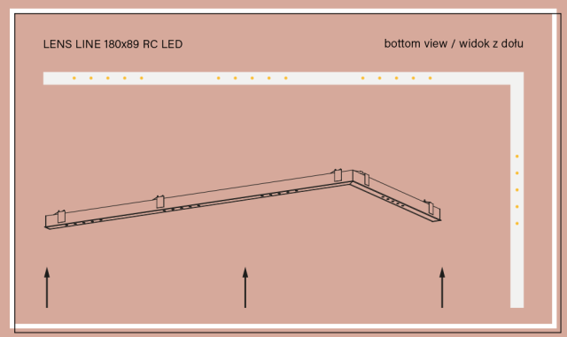 LENS LINE 180x89 RC LED Led medium power wpuszczany AQForm Nowoczesna lampa wpuszczana profil LED linia światła