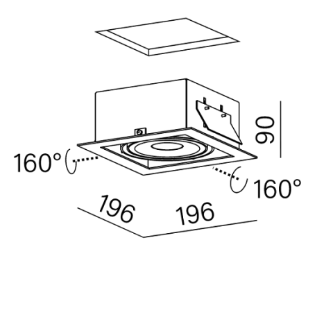 SQUARES 111x1 QRLED wpuszczany AQForm 30104 - Oprawa wpuszczana metalowa Lampa bezramkowa LED  do zabudowy w sufit 2